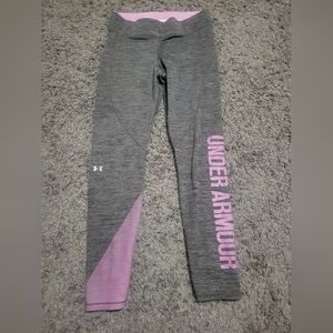 Under Armour Heather Gray Leggings with Pink Detail
